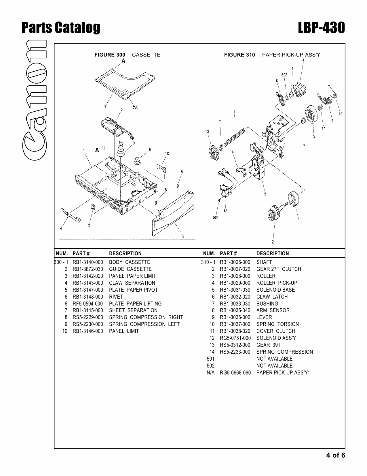 Canon imageCLASS LBP-430 Parts Catalog Manual-4